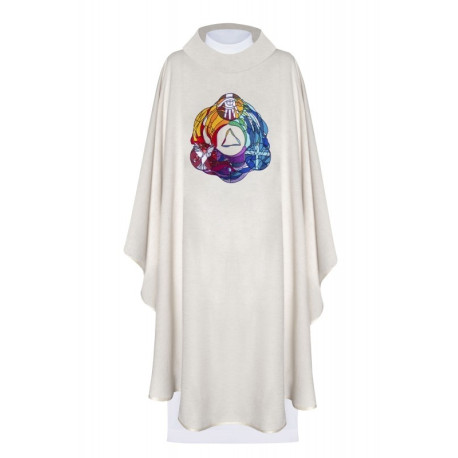 Chasuble brodée Holy Trinity - écru (H89)