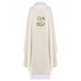 Chasuble de Pâques brodée avec l'Agneau de Dieu - écru (H90)