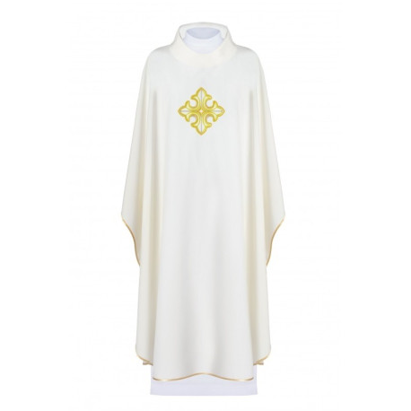 Chasuble brodée du symbole de la Croix - écru (H92)