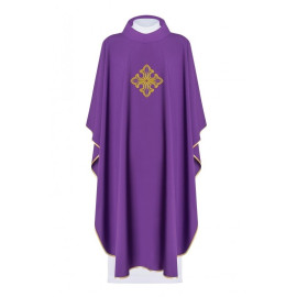 Chasuble brodée du symbole de la Croix - violet (H94)