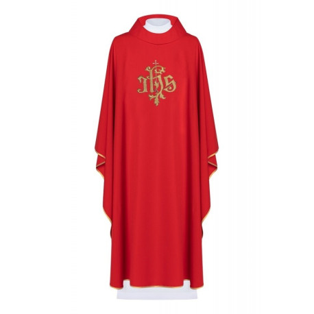 Chasuble brodée avec le symbole IHS - rouge (H99)