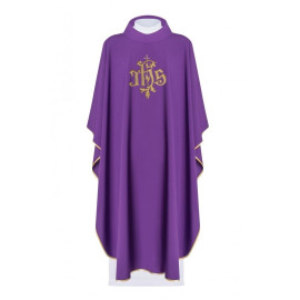 Chasuble brodée du symbole de la croix - violet (H99)