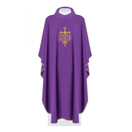 Chasuble brodée avec le symbole IHS - violet (H111)