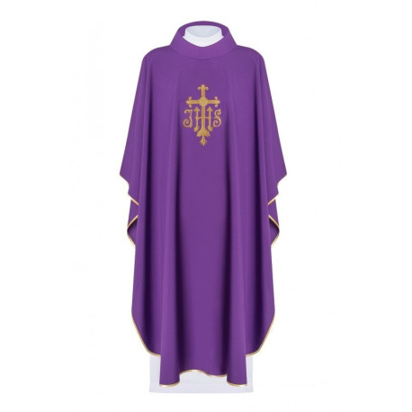 Chasuble brodée avec le symbole IHS - violet (H111)