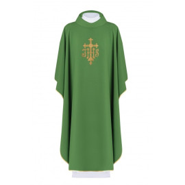 Chasuble brodée du symbole IHS - vert (H112)