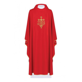Chasuble brodée avec le symbole IHS - rouge (H113)
