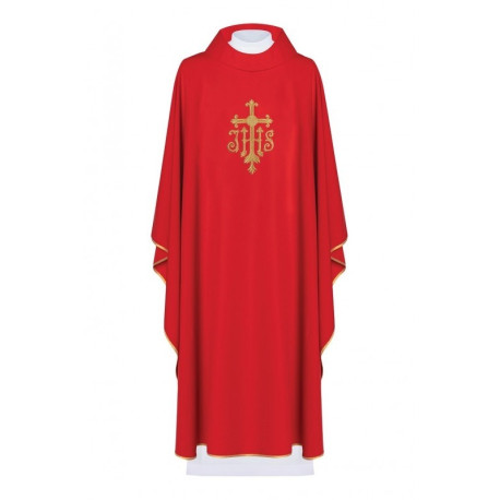 Chasuble brodée avec le symbole IHS - rouge (H113)