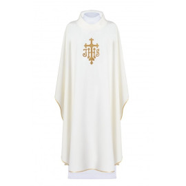 Chasuble brodée du symbole IHS - écru (H114)