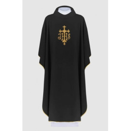 Chasuble brodée du symbole IHS - noir (H116)