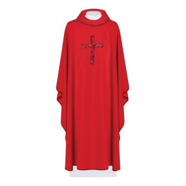 Chasuble brodée du symbole de la croix - rouge (H119)