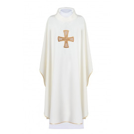 Chasuble brodée du symbole de la croix - écru (H122)