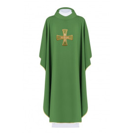 Chasuble brodée du symbole de la croix - vert (H124)
