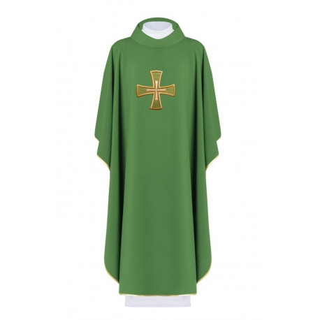 Chasuble brodée du symbole de la croix - vert (H124)
