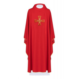 Chasuble brodée du symbole de la croix - rouge (H125)