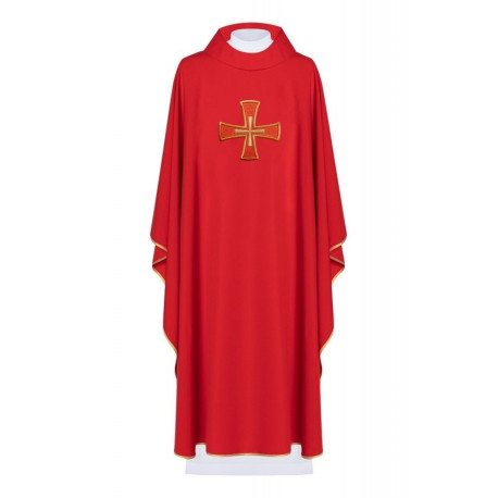 Chasuble brodée du symbole de la croix - rouge (H125)