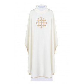 Chasuble brodée Croix de Jérusalem - écru (H131)