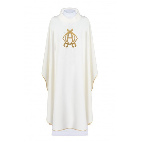 Chasuble brodée Alpha, Omega - écru (H139)