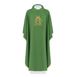 Chasuble brodée Alpha, Omega - vert (H141)