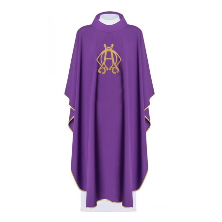 Chasuble brodée Alpha, Omega - violet (H142)