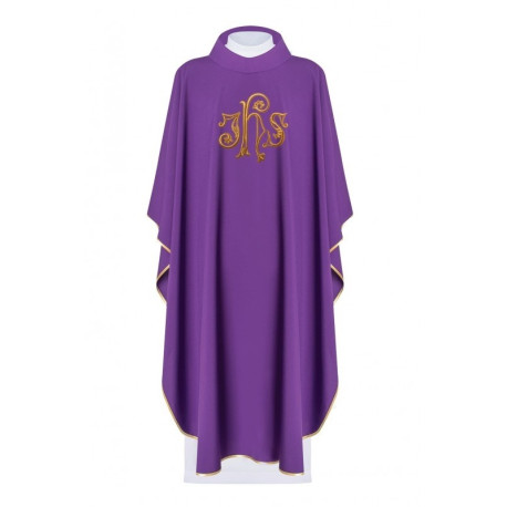 Chasuble brodée du symbole IHS - violet (H143)