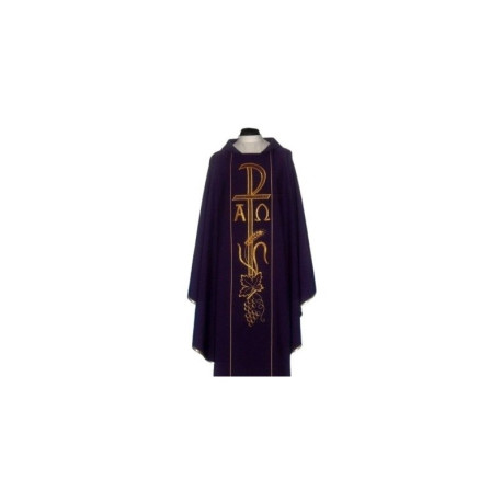 Chasuble avec ceinture brodée du motif Alpha et Omega