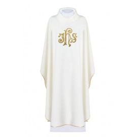 Chasuble brodée avec le symbole IHS - écru (H144)