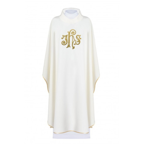 Chasuble brodée avec le symbole IHS - écru (H144)