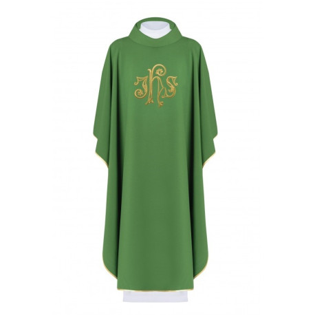 Chasuble brodée avec le symbole IHS - vert (H145)