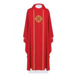 Chasuble brodée avec le symbole de la Croix - rouge (H147)