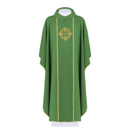 Chasuble brodée du symbole de la Croix - vert (H148)
