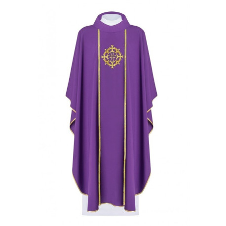 Chasuble brodée du symbole de la Croix - violet (H150)