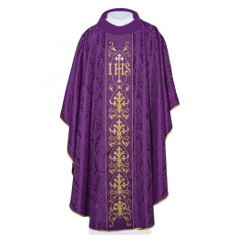 Chasuble richement brodée IHS - violet (H165)