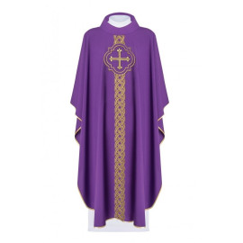 Chasuble Croix brodée - violet (H171)