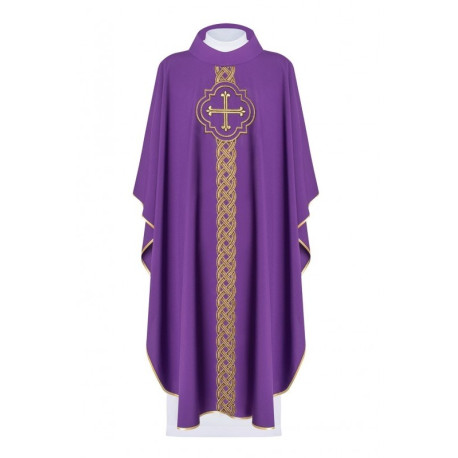Chasuble Croix brodée - violet (H171)