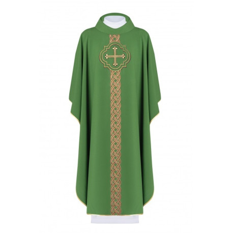 Chasuble brodée Croix - vert (H172)