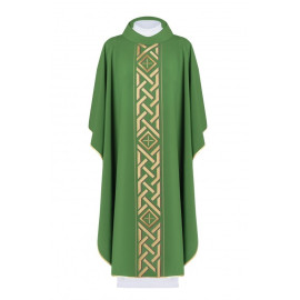 Chasuble de la Croix brodée - verte (H174)