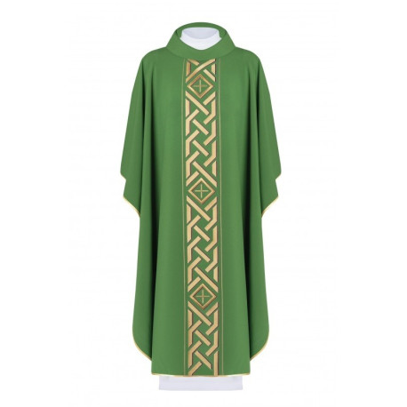 Chasuble de la Croix brodée - verte (H174)