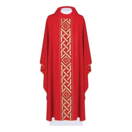 Chasuble Croix brodée - rouge (H176)
