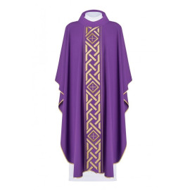 Chasuble Croix brodée - violet (H177)