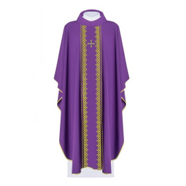 Chasuble Croix brodée - violet (H178)