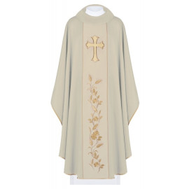 Chasuble avec croix brodée et oreilles - écru (H182)