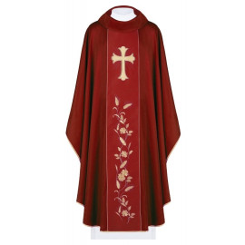 Chasuble avec croix brodée et oreilles - rouge (H184)