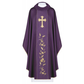 Chasuble brodée d'une croix et d'oreilles - violet (H185)