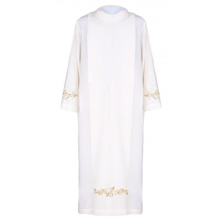 Aube de prêtre avec col roulé + broderie décorative (1H)