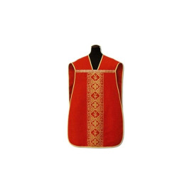Chasuble romaine rouge - tissu damassé (5)
