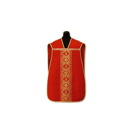 Chasuble romaine rouge - tissu damassé (5)