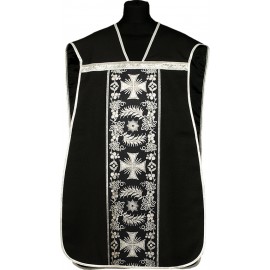 Chasuble romaine noire - laine d'élan (1)