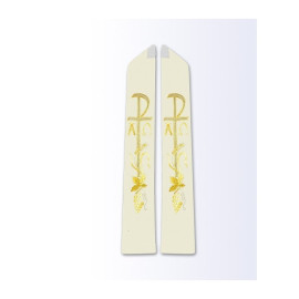Étole écrue avec motif Alpha et Omega