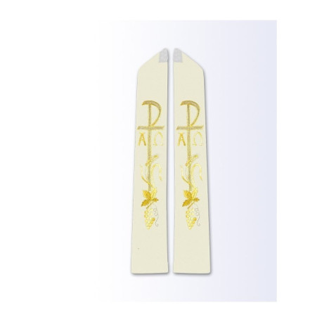 Étole écrue avec motif Alpha et Omega