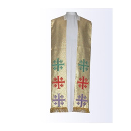 Étole en or avec croix de Jérusalem